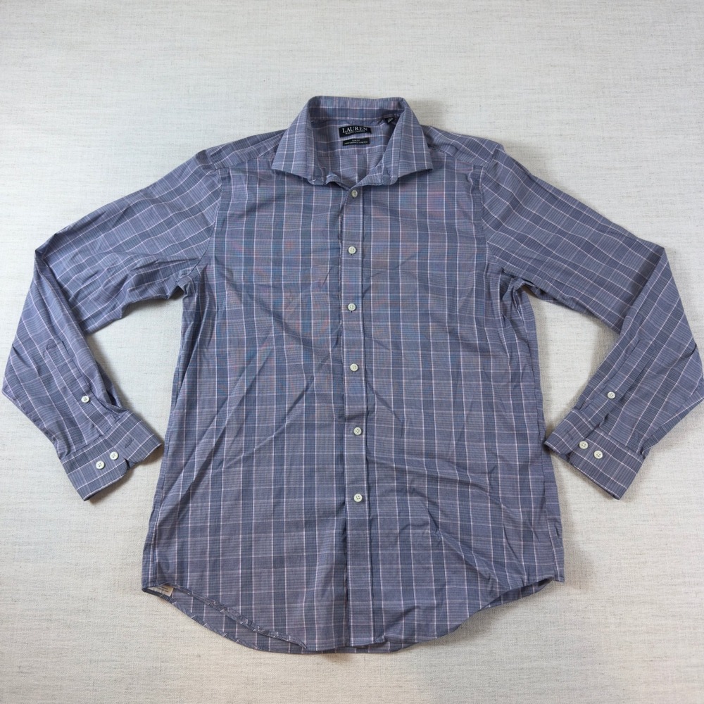 Lauren Ralph Lauren Mens Slim Fit Performance Stretch Plaid Shirt 16 34/35 L